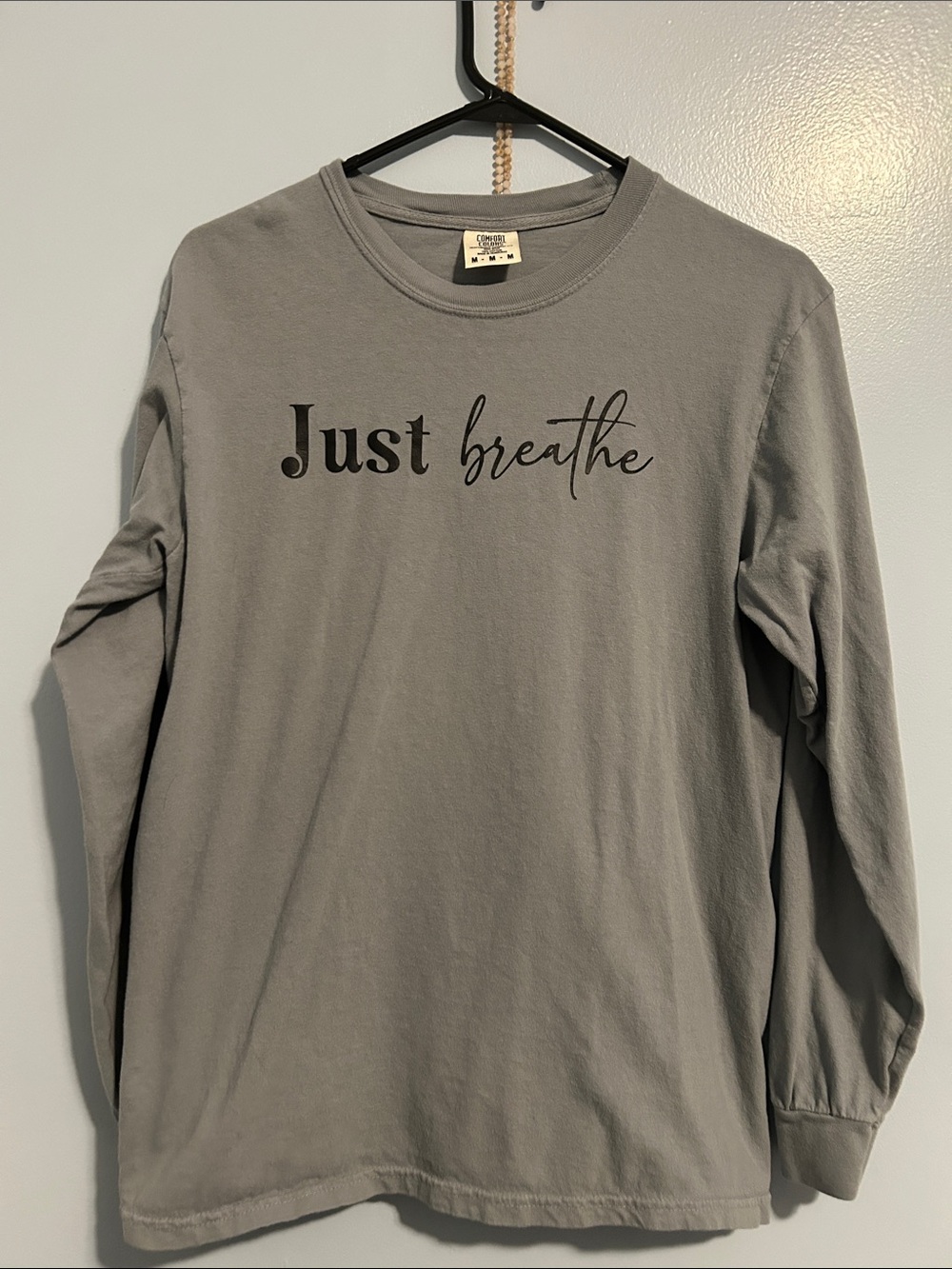 Just Breathe Long-Sleeve Crewneck Tee - Gray
